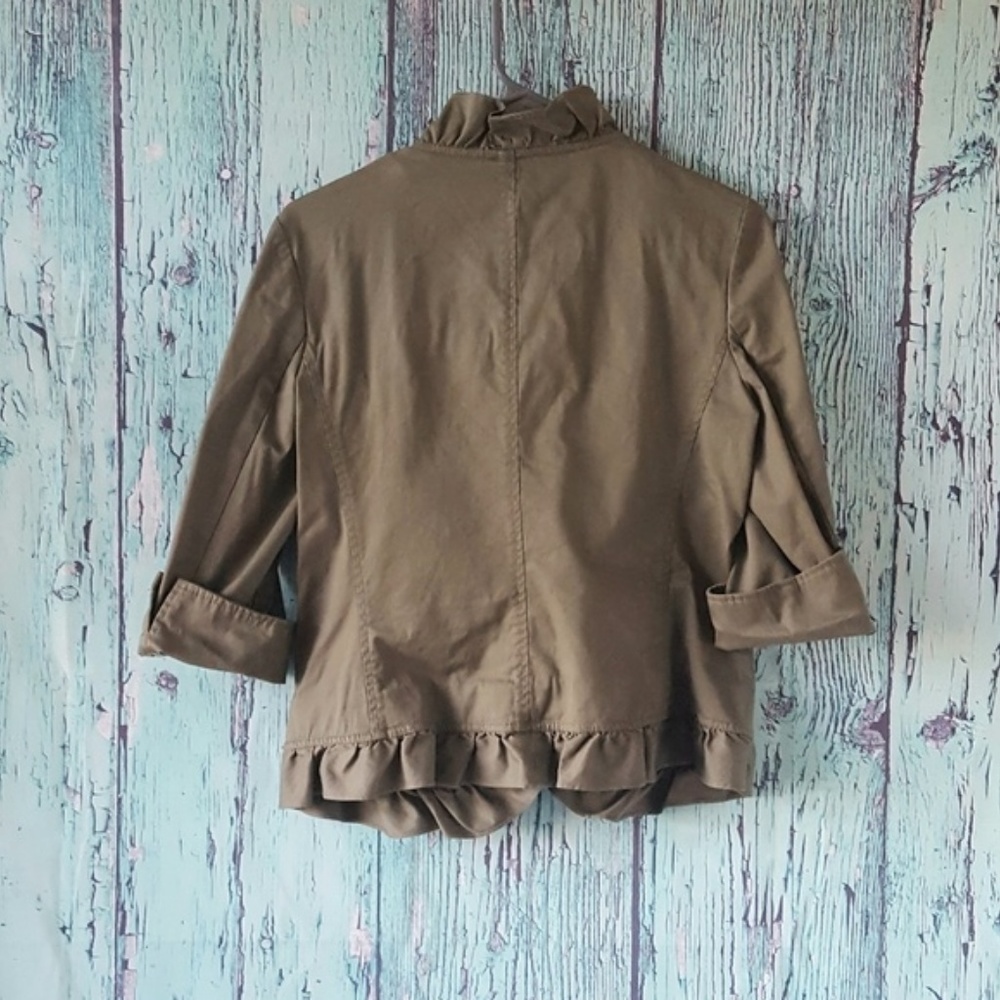Talbots Olive Army Ruffle Jacket - Picture 5 of 11